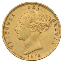 1878 Half Sovereign Victoria Young Head Shield Back - London