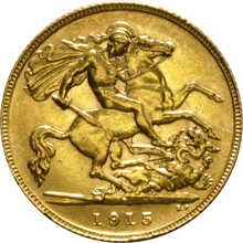 1915 Gold Half Sovereign - King George V - P