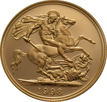 1998 £2 Proof Gold Coin (Double Sovereign) no box or cert