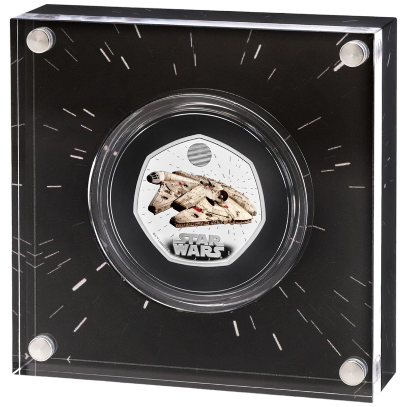 2024 Proof 50p Star Wars Silver Coin Millennium Falcon Boxed