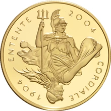 2004 - Gold Five Pound Proof Coin, Entente Cordiale