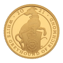 2021 White Greyhound of Richmond 1/4oz Gold Proof Coin Queen's Beasts Boxed