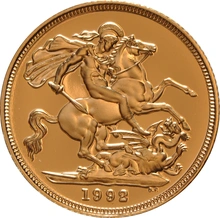 1992 Proof Gold Sovereign Coin Elizabeth II Third Head