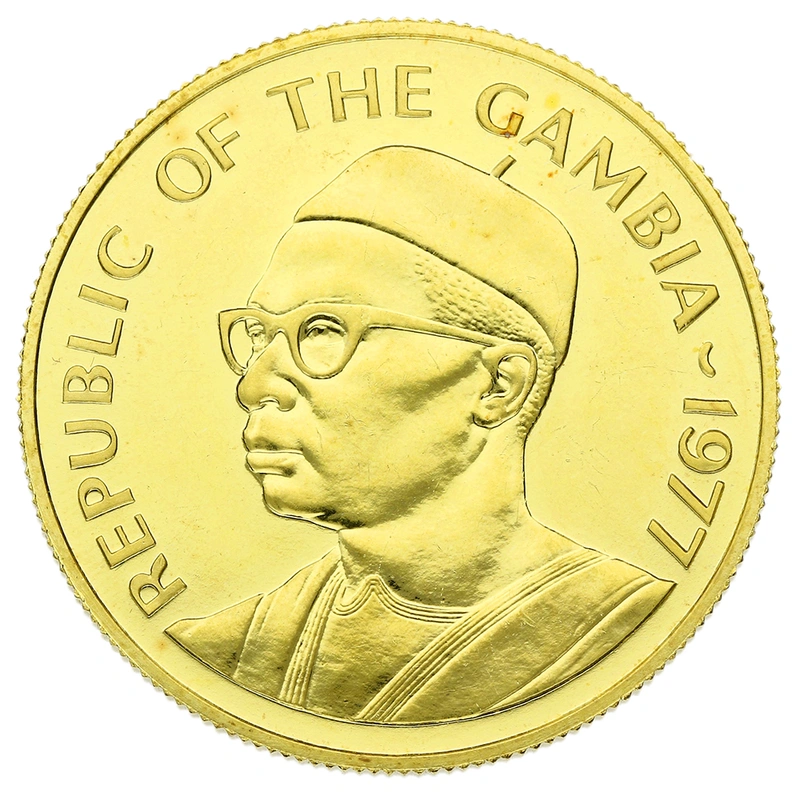 1977 Gambian 500 Dalasis Gold Coin