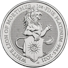 2021 1oz White Lion of Mortimer Platinum Coin Queen's Beasts