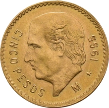 Mexican Cinco 5 Pesos Gold Coin