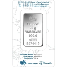 PAMP 20 Gram Silver Bar Minted