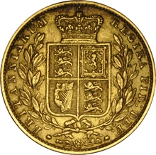 1855 Gold Sovereign - Victoria Young Head Shield Back- London