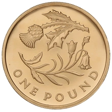 Gold Proof 2014 £1 One Pound Scotland Floral Boxed