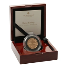 2021 Innovation in Science Charles Babbage Fifty Pence Proof Gold Coin Boxed