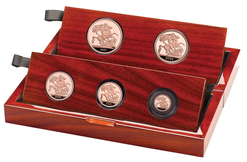 2023 King Charles III Coronation Sovereign Five-Coin Gold Proof Set Boxed