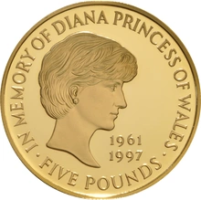 1999 - Gold £5 Proof Crown, Diana Princess of Wales Memorial NGC PF69