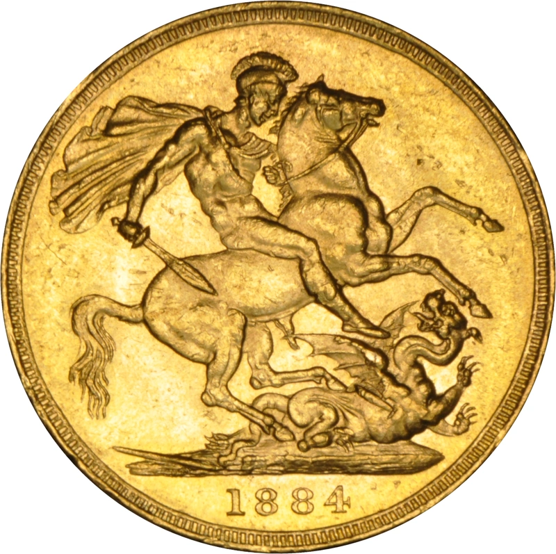 1884 Gold Sovereign - Victoria Young Head M NGC MS61+