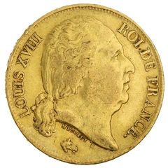 1816 20 French Francs Gold Coin Louis XVIII A