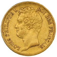 1831 20 French Francs Gold Coin Louis-Philippe Incuse Rim Lettering A