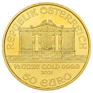 2021 Half Ounce Austrian Gold Philharmonic Coin