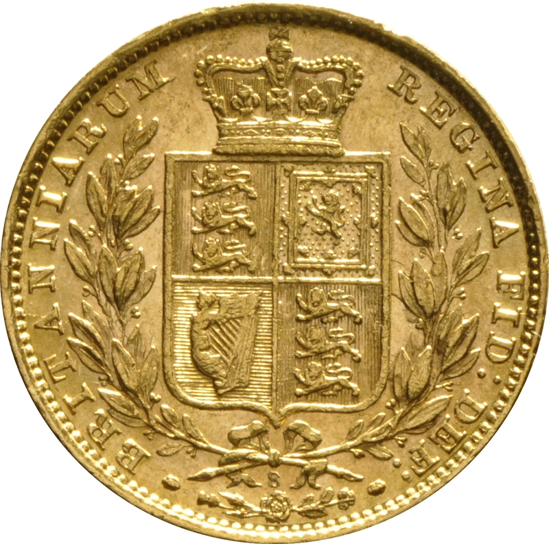1880 Gold Sovereign - Victoria Young Head Shield Back- S