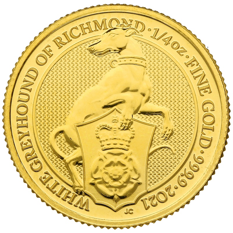 2021 1/4oz White Greyhound of Richmond, Queen's Beast Gold Coin