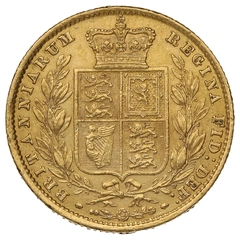 1862 Gold Sovereign Coin Queen Victoria Young Head Shield Back