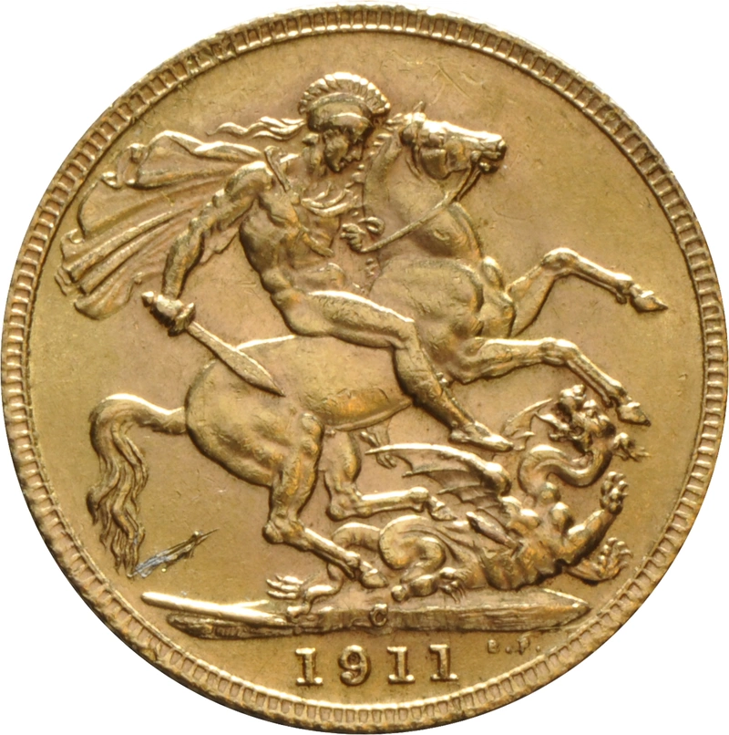 1911 Gold Sovereign - King George V - C - marked