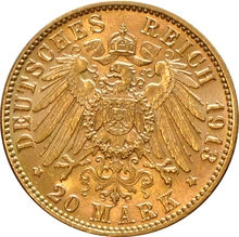 German 20 Mark Gold Coin Hamburg 1875-1913