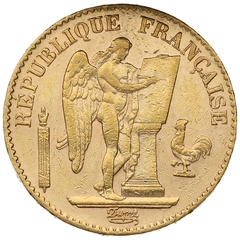 1895 20 French Francs Gold Coin Guardian Angel Genius A