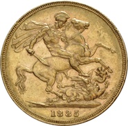 1885 Gold Sovereign - Victoria Young Head - S