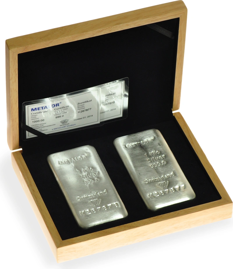 2 x Metalor 1 Kilo Silver Bullion Bar in Gift Box - $2,439 2 x Metalor 1 Kilo Silver Bullion Bar in Gift Box - $2,439
