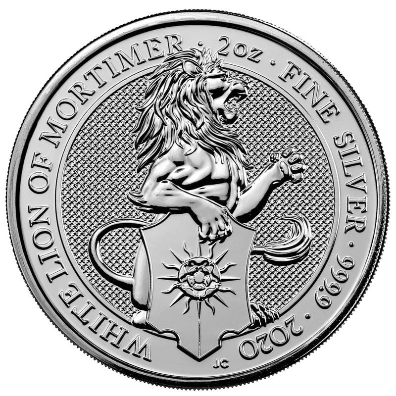 2020 2oz Silver Coin, White Lion of Mortimer, Queen's Beast