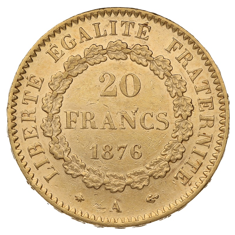 Buy 1876 Gold Twenty French Franc Coin From Bullionbypost From 42410