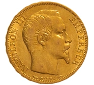 1854 20 French Francs Gold Coin Napoleon III A