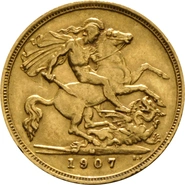 1907 Gold Half Sovereign Edward VII Melbourne