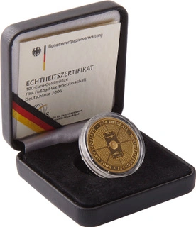 Proof German 100 Euro Gold Coin 2006 FIFE-Fußball-Weltmeisterschaft Boxed
