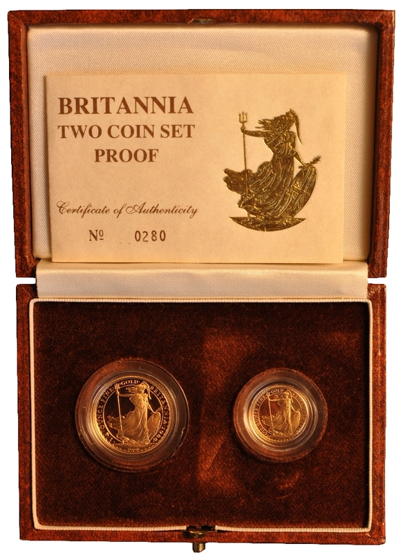 1988 Proof Gold Britannia 2 Coin Set Boxed