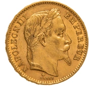1867 20 French Francs Gold Coin Napoleon III A