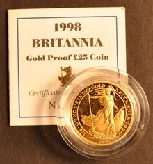1998 Proof 1/4oz Gold Britannia Coin Boxed