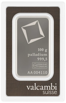 Valcambi 100 Gram Palladium Bar | BullionByPost - From $8,217