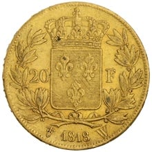 1818 20 French Francs - Louis XVIII Bare Head - W
