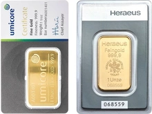 1oz Gold Bars Best Value