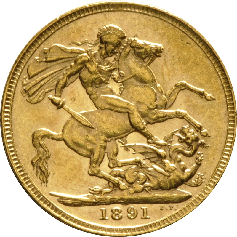 1891 Gold Sovereign Coin Queen Victoria Jubilee Head