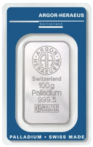 100g Palladium Bar Argor-Heraeus
