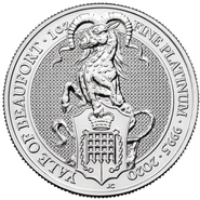 1oz Platinum Coin, The Yale Of Beaufort - Queens Beast 2019
