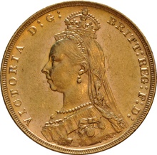 1891 Gold Sovereign - Victoria Jubilee Head - M