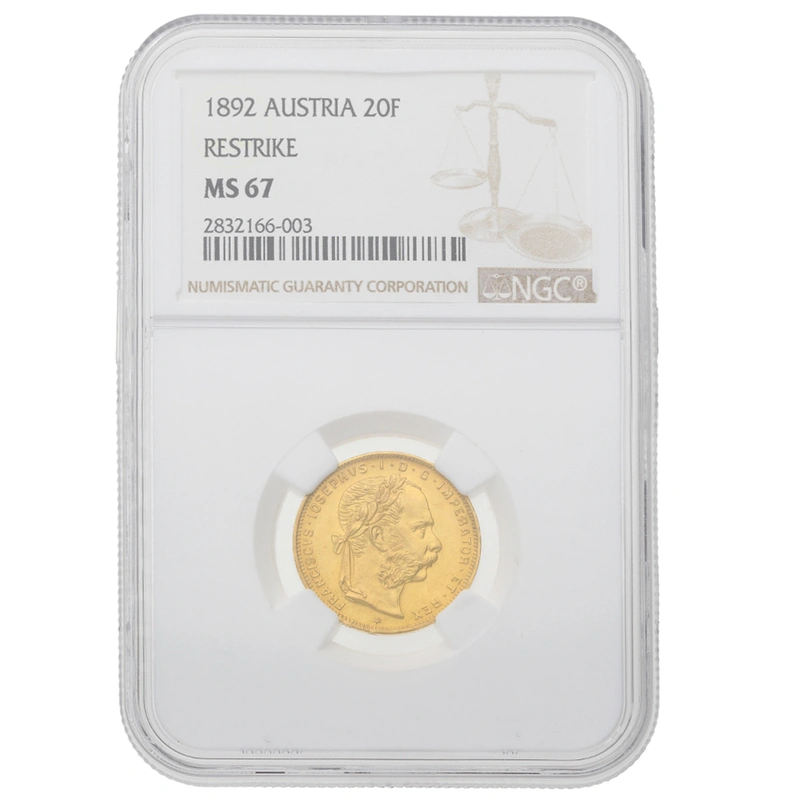 1892 Gold Austrian 20 Francs-8 Florin
