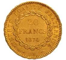 1874 20 French Francs - Guardian Angel - A