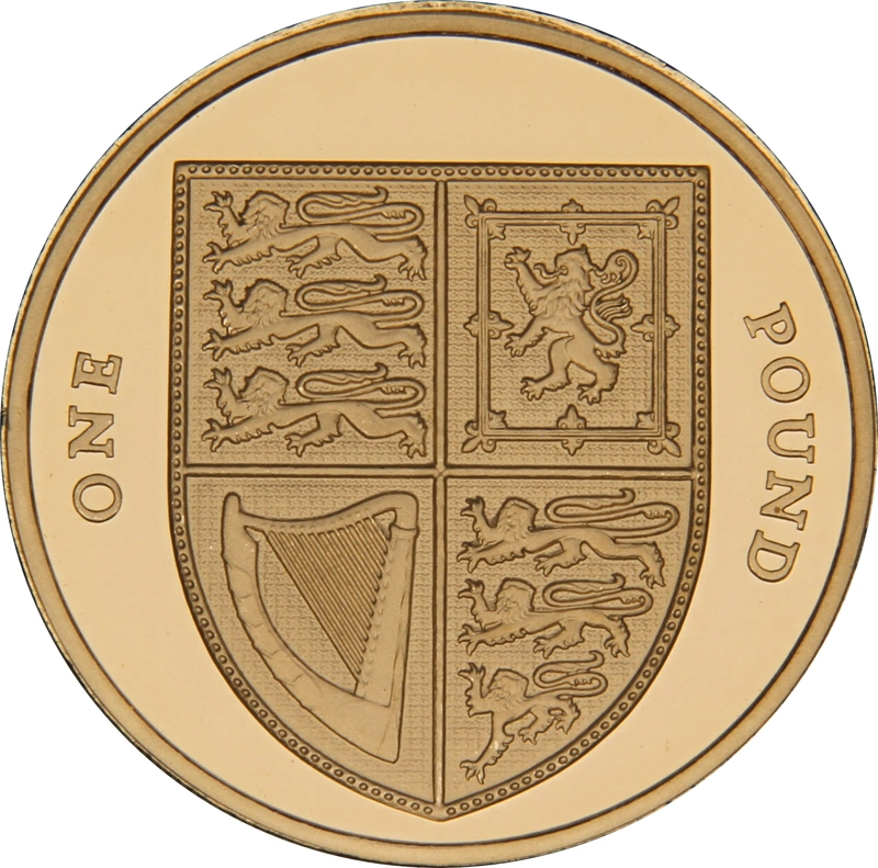 2015 Proof Gold £1 Pound Coin Royal Shield of Arms Fourth Portrait