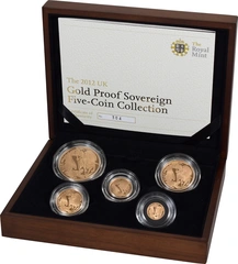 2012 Proof Gold Sovereign 5 Coin Set Boxed