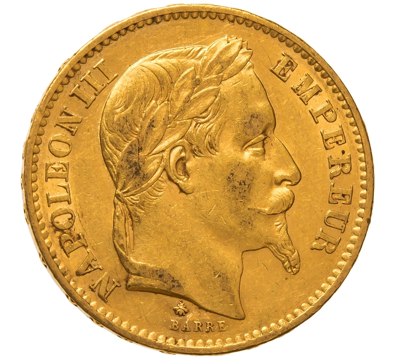1868 20 French Francs Gold Coin Napoleon III A