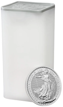 Tube of 25 2025 Britannia One Ounce Silver Coins