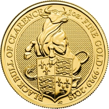 1oz Gold Coin, Black Bull of Clarence - Queens Beast 2018